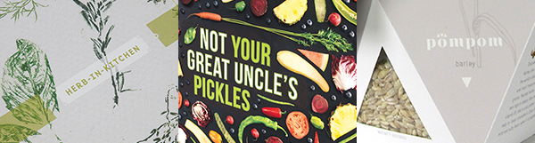 GDUSA Packaging Awards 2017 winning projects herb in kitchen, not your great uncle's pickles, pompom rice